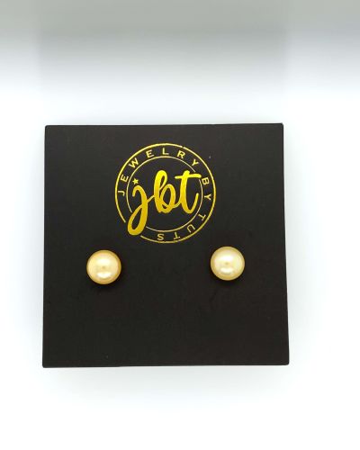 Gold Button Sterling Silver Stud Earrings