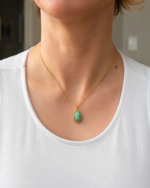 Home 23 Natural Green Aventurine Geometric Necklace