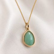 Natural Green Aventurine Geometric Necklace