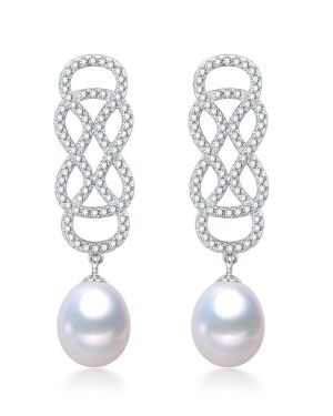 Caroline – Dangle Fresh Water Pearl and Sterling Silver Earrings