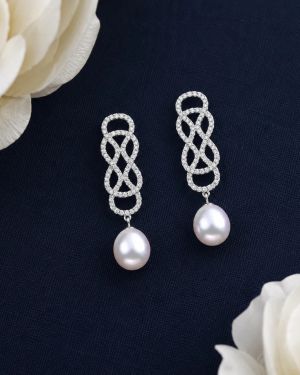 Home 25 Caroline – Dangle Fresh Water Pearl and Sterling Silver Earrings