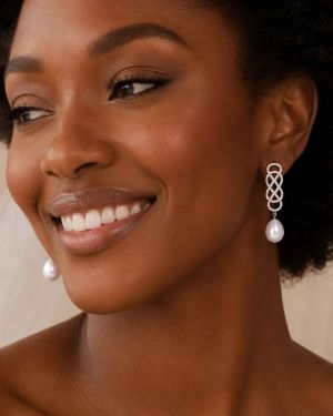 Home 24 Caroline – Dangle Fresh Water Pearl and Sterling Silver Earrings