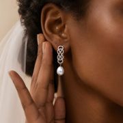 Caroline – Dangle Fresh Water Pearl and Sterling Silver Earrings