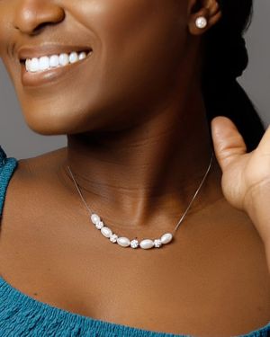 Tara – Fresh Water Pearls Necklace with Zirconia Studded Balls