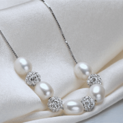 Tara – Fresh Water Pearls Necklace with Zirconia Studded Balls