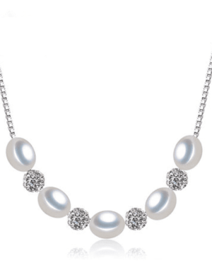 Tara – Fresh Water Pearls Necklace with Zirconia Studded Balls