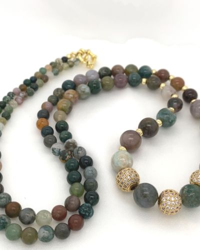 Zara – Indian Agate Necklace with Gold Balls