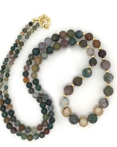 Zara – Indian Agate Necklace with Gold Balls