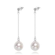 Irene S – Long Silver Baroque Shaped Pearl Earrings