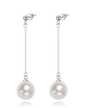 Irene S – Long Silver Baroque Shaped Pearl Earrings