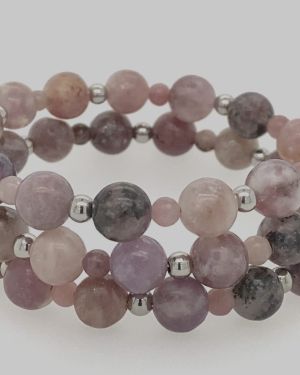 Farrah L – Multilayered Bracelet in Lepidolite Stones