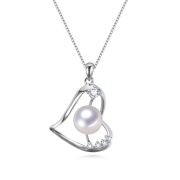 Ife I – Sterling Silver Necklace with Heart Shaped Pendant and Fresh Water Pearl