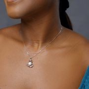 Ife I – Sterling Silver Necklace with Heart Shaped Pendant and Fresh Water Pearl