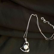 Ife I – Sterling Silver Necklace with Heart Shaped Pendant and Fresh Water Pearl