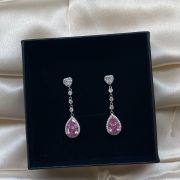 Vandana P- Teardrop Crystal Earrings with Pink Stone