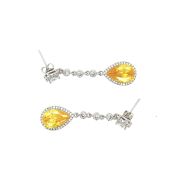 Vandana Y – Teardrop Crystal Earrings with Yellow Stone