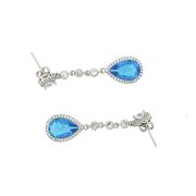 Vandana B- Teardrop Crystal Earrings with Blue Stone