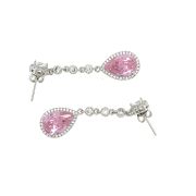 Vandana P- Teardrop Crystal Earrings with Pink Stone