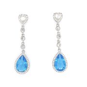 Vandana B- Teardrop Crystal Earrings with Blue Stone