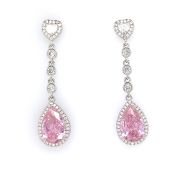 Vandana P- Teardrop Crystal Earrings with Pink Stone