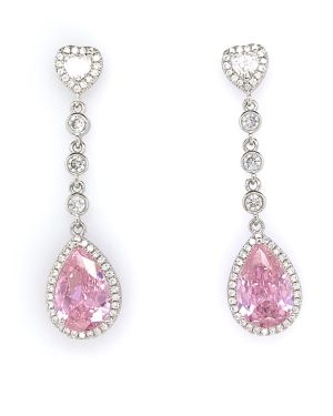 Vandana P- Teardrop Crystal Earrings with Pink Stone