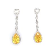 Vandana Y – Teardrop Crystal Earrings with Yellow Stone