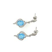 Maryam B – Dangle Crystal Earrings with Blue Stone