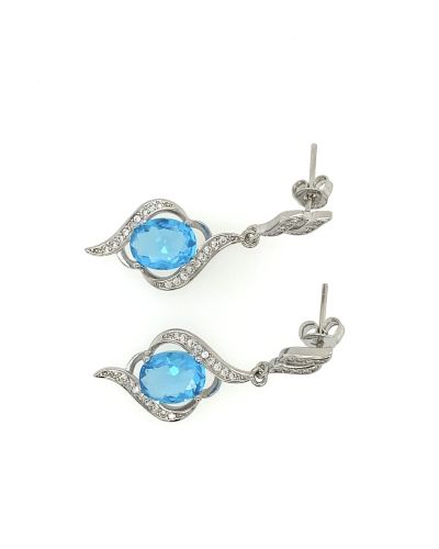 Maryam B – Dangle Crystal Earrings with Blue Stone