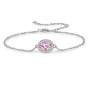 Mandy P – Silver Bracelet with Pink Stone