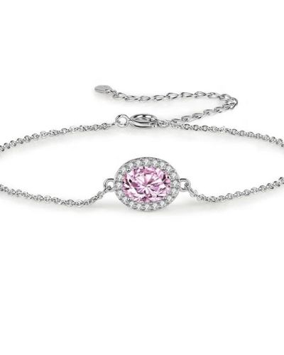 Mandy P – Silver Bracelet with Pink Stone