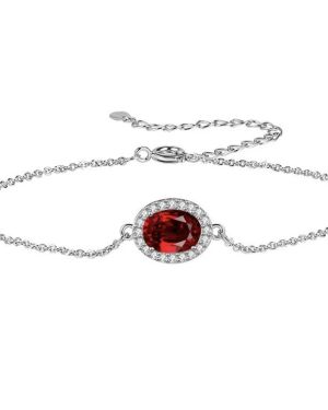 Mandy R – Silver Bracelet with Red Stone