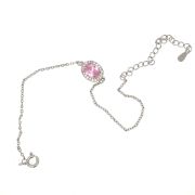 Mandy P – Silver Bracelet with Pink Stone