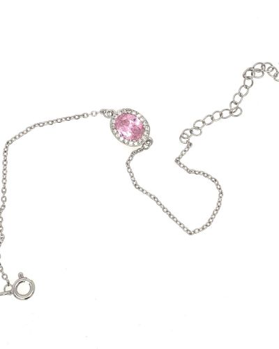 Mandy P – Silver Bracelet with Pink Stone