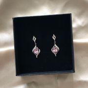 Maryam P – Dangle Crystal Earrings with Pink Stone