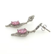 Maryam P – Dangle Crystal Earrings with Pink Stone