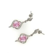 Maryam P – Dangle Crystal Earrings with Pink Stone