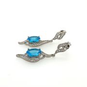 Maryam B – Dangle Crystal Earrings with Blue Stone