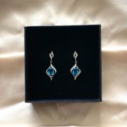 Maryam B – Dangle Crystal Earrings with Blue Stone