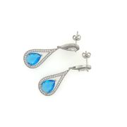 Gaia B – Long Teardrop Dangle Crystal Earrings swith Blue Stone