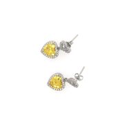 Bonita Y – Heart Shaped Dangle Crystal Earrings with Yellow Stone