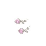 Bonita P – Heart Shaped Dangle Crystal Earrings with Pink Stone