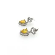 Bonita Y – Heart Shaped Dangle Crystal Earrings with Yellow Stone