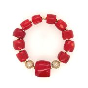 Adebola Bracelet  – Red Coral Bracelet with Gold Balls