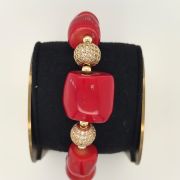 Adebola Bracelet  – Red Coral Bracelet with Gold Balls