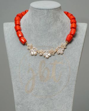 Celine – One Layer Coral Necklace Adorned with Zirconia Stones