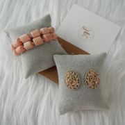 Jadesola – Two-Layer Peach Coral Necklace Set with Sparkling Pendant