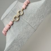 Ama – One Layer Pink Coral Necklace Set with Two tone Rose Pendant