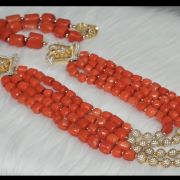 Adunni – Long 4-Layer Orange Coral Necklace with Zirconia Accessories