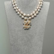 Laura – 2-Layered Baroque Pearl Necklace with Serinity Crystals & Zirconia Pendant