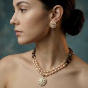 Camille – Gold Freshwater pearls with Tourmaline Semi-Precious Stone